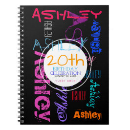 Herhalende naam 6 Letters 20e verjaardag GuestBook Notitieboek