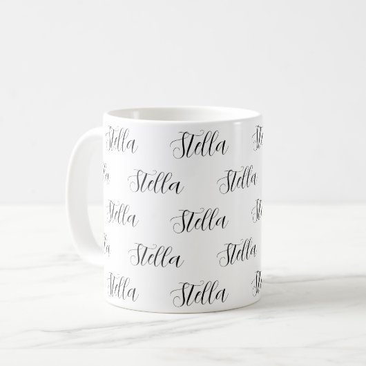 Herhalende Naam allover Wit Koffiemok (Voorkant links)