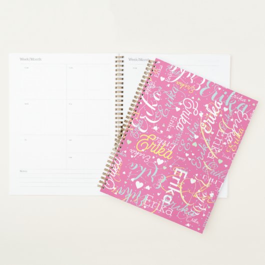 Herhalende naam en harten romantisch planner (Display)