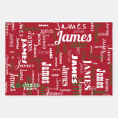 Herhalende Naam Gepersonaliseerde Drie Reeks Wrapp Inpakpapier Vel (Voorkant 2)