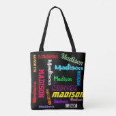 Herhalende Naam Kleurrijk op Schouder van het Zwar Draagtas (Achterkant)