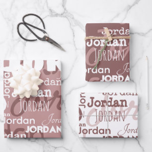 Herhalende Naam Mauve Dusty Roos Wit Modern Inpakpapier Vel