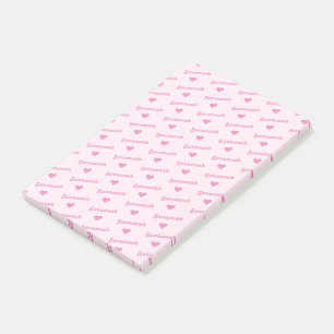 Herhalende naam met harten Schattige Girly Pink Post-it® Notes