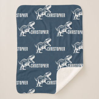 Herhalende Naam T-Rex Signature Midnight Oerwoud Sherpa Deken