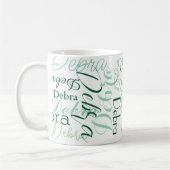 Herhalende Naam Typografie groen patroon Koffiemok (Links)