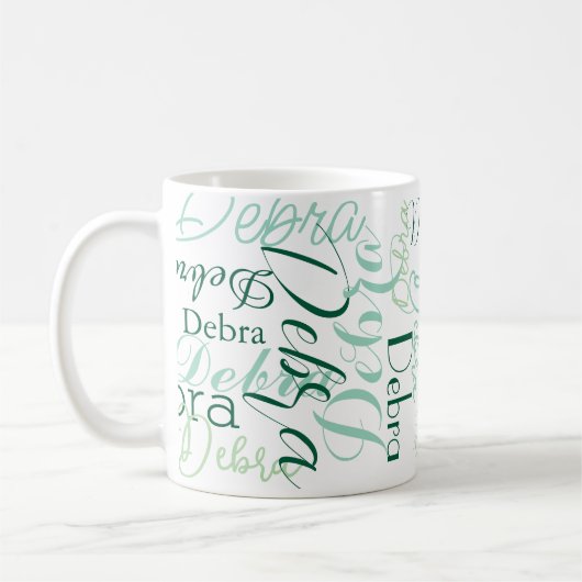 Herhalende Naam Typografie groen patroon Koffiemok (Links)