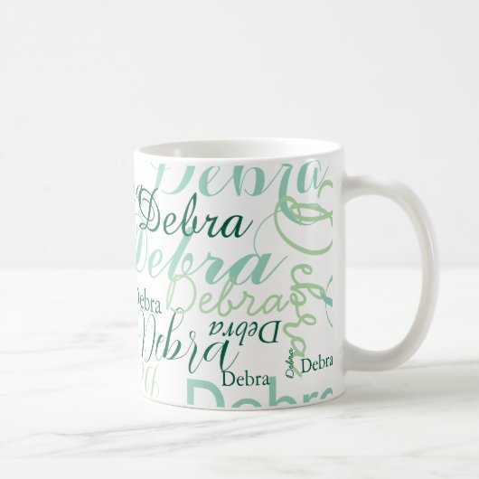 Herhalende Naam Typografie groen patroon Koffiemok (Rechts)