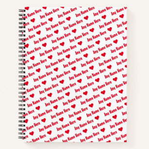 Herhalende Rode Naam & Harten Schattige Meisje Notitieboek