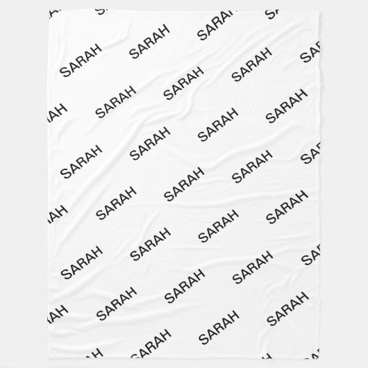 Herhalende Tekst Modern Wit & Zwart Fleece Deken (Voorkant)