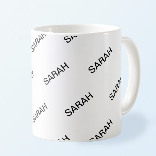 Herhalende Tekst Modern Wit & Zwart Koffiemok