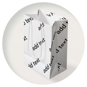 Herhalende Tekst Modern Wit & Zwart Medium Cadeauzakje