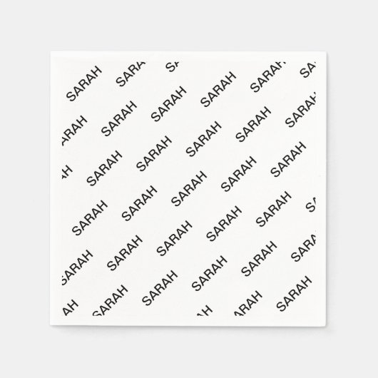 Herhalende Tekst Modern Wit & Zwart Servet (Voorkant)