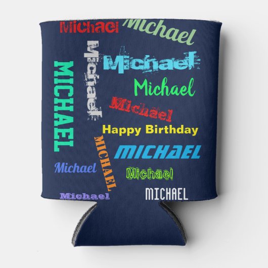 Herhalingsnaam UW aangepaste TEKST Cadeausetzer Ka Blikjeskoeler (Voorkant)