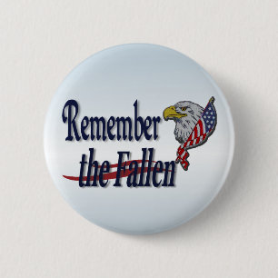 Herinner de slachtoffers met Eagle en Vlag Ronde Button 5,7 Cm