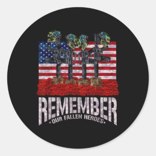 Herinner je Fallen Heroes Poppy Memorial Day Veter Ronde Sticker