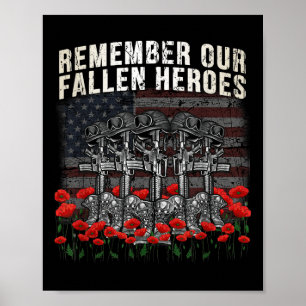 Herinner je onze gestorven heroes Red Poppy Soldaa Poster