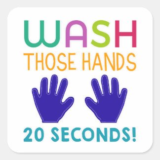 Herinner uw kinderen eraan hun handen te wassen vierkante sticker