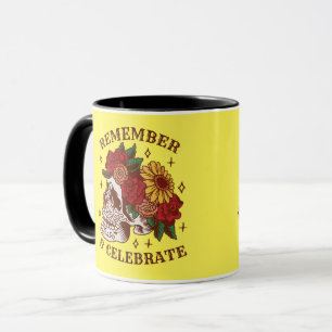 Herinner Vier Dag van de Dode Schedel Florals Mok