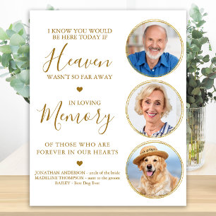 Herinnering 3 Foto Gold Heaven Wedding Memorial Poster