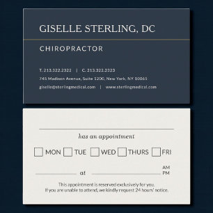 Herinnering aan afspraak chiropractor visitekaartje