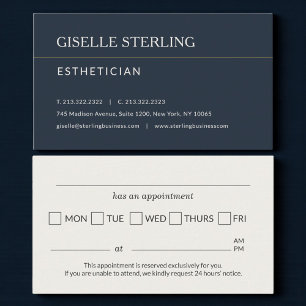 Herinnering aan afspraak esthetische praktijk visitekaartje