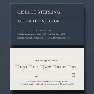 Herinnering aan afspraak voor esthetische injectie afsprakenkaartje