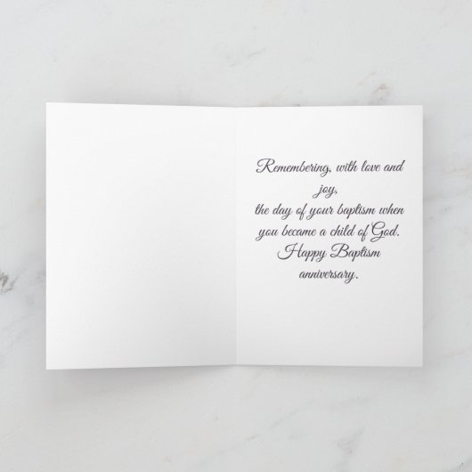 Herinnering aan uw doopdag, kruis en Rozen Kaart (Binnen)