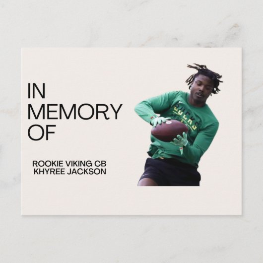 Herinnering aan Vikingen Rookie CB Khyree Jackson Briefkaart (Voorkant)