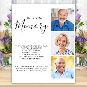 Herinnering Aangepast 3 Fotobruiloft Memorial Poster