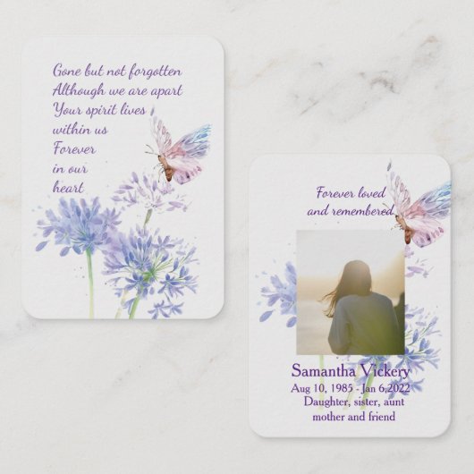 Herinnering Aangepaste Memorial Memory Kaart Butte Visitekaartje (Voorkant / Achterkant)