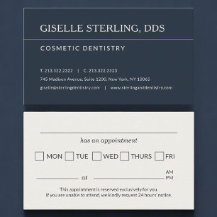 Herinnering afspraak cosmetische tandartspraktijk visitekaartje