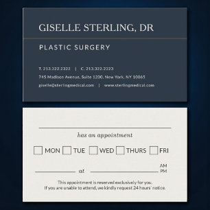 Herinnering afspraak plastische chirurgie praktijk visitekaartje