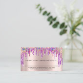Herinnering benoeming Makeup Nails Hair Paars Drip Visitekaartje (Staand voorkant)