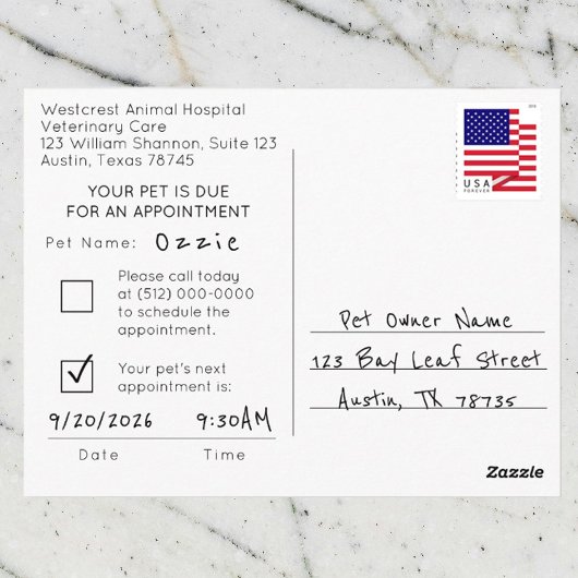 Herinnering diergeneeskundig gebruik briefkaart