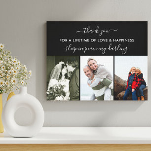 Herinnering fotocollage Slaap in Peace Black Canvas Afdruk