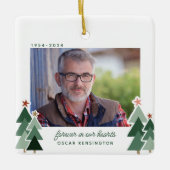 Herinnering in Onze Harten Rustieke Bomen Foto Keramisch Ornament (Voorkant)