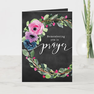 Herinnering in Prayer met Floral Wreath Kaart