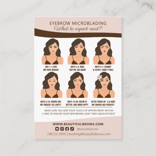 Herinnering microblading Brow Aftercare Appointmen Informatiekaartje (Achterkant)