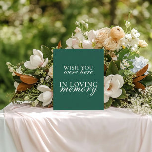 Herinnering Sage Green in Loving Memory Wedding Reclamebord Met Voetstuk