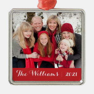 Herinnering   van Kerstmis van de familie de Foto Metalen Ornament
