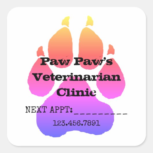Herinnering veterinaire aanstellingen vierkante sticker (Voorkant)