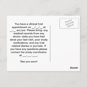 Herinnering voor benoeming voor klinische proeven briefkaart