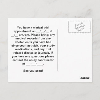 Herinnering voor benoeming voor klinische proeven briefkaart