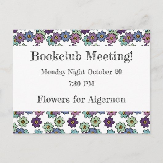 Herinnering voor bloemenboekenclub briefkaart (Voorkant)
