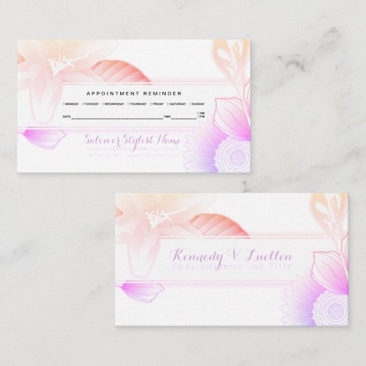 herinnering voor de benoeming van de zomerbloem afsprakenkaartje (Voorkant / Achterkant)