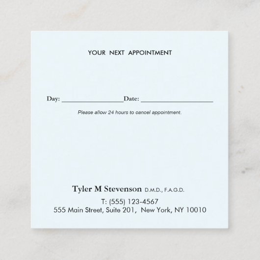 Herinnering voor tandartsafspraak afsprakenkaartje (Achterkant)