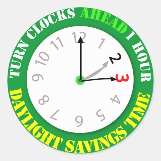 Herinnering voor zomertijd ronde sticker (Voorkant)