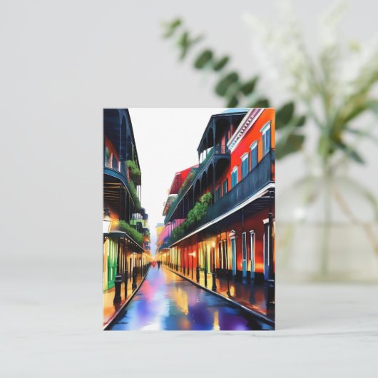 Herinneringen aan New Orleans - Bourbon Street M Feestdagenkaart (Staand voorkant)