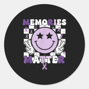 Herinneringen alzheimer bewustzijn paarse lint  ronde sticker