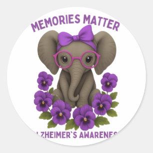 Herinneringen Heimer's Bewustzijn Paarse olifanten Ronde Sticker